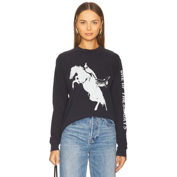 ONE OF THESE DAYS Fallin Rain Long Sleeve T-Shirt in Washed Black Small Womens T - Picture 1 of 16
